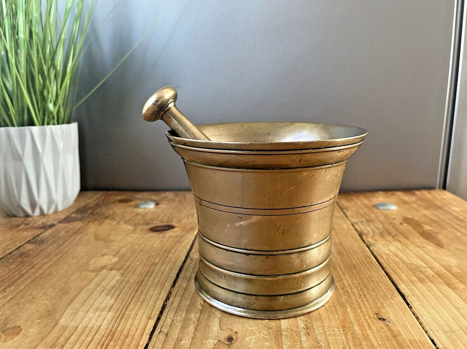 Antique 19th C Apothecary 2.4kg Bronze Pestle & Mortar Chemist Herbs Kitchenalia photo Home Decor