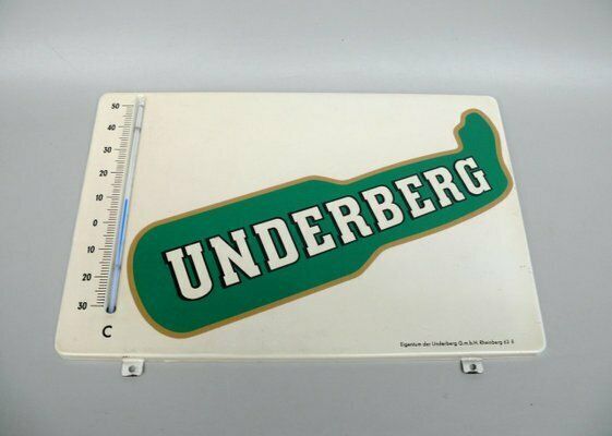 Tin Sign, Advertising Sign “Underberg” With Thermometer, 1950s, Folded Sheet Metal, Painted photo Home Decor
