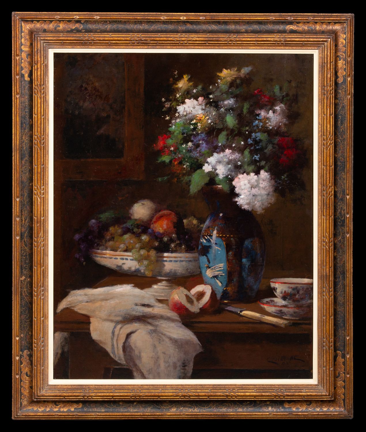 'Still Life With Flowers And Fruit ' By Jean Eritziane (Smyrna 1850 – 1925 Paris) photo furniture