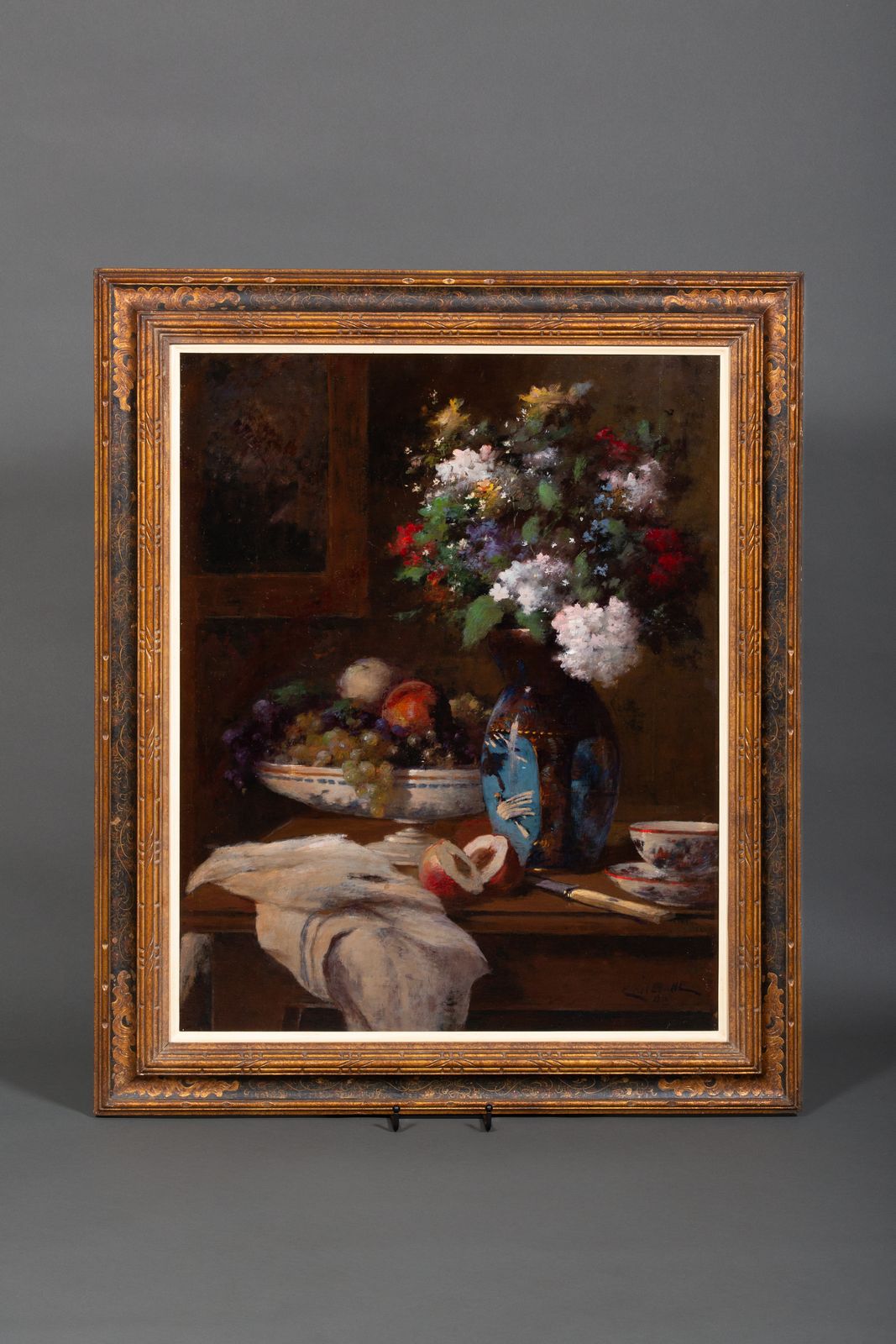 'Still Life With Flowers And Fruit' Door Jean Eritziane (Smyrna 1850 – 1925 Parijs) photo vintage