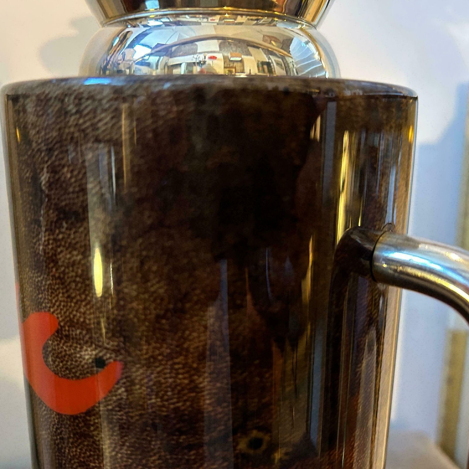 1950s Mid Century Modern Brass And Brown Goatskin Thermos Carafe By Aldo Tura photo vinterior