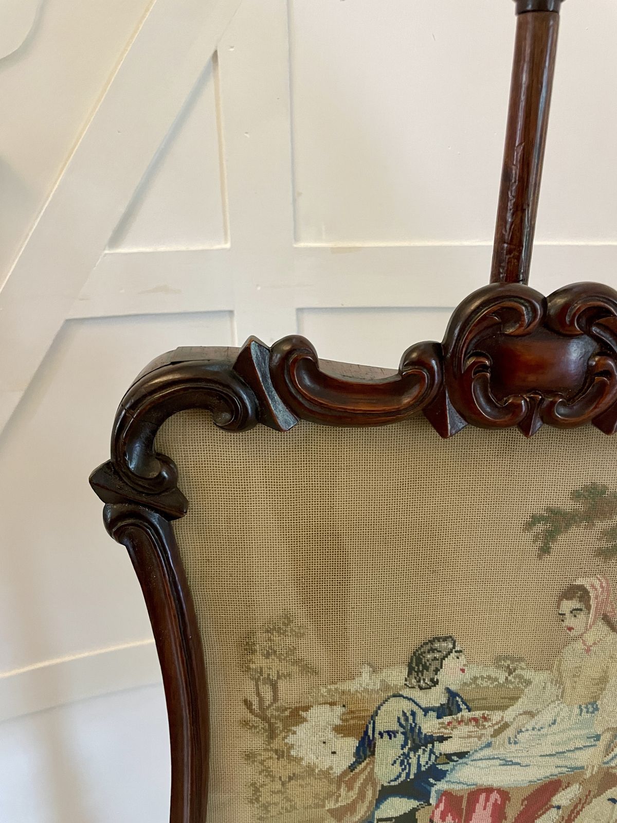 Antique 19th Century Quality Carved Rosewood Pole Screen photo vintage