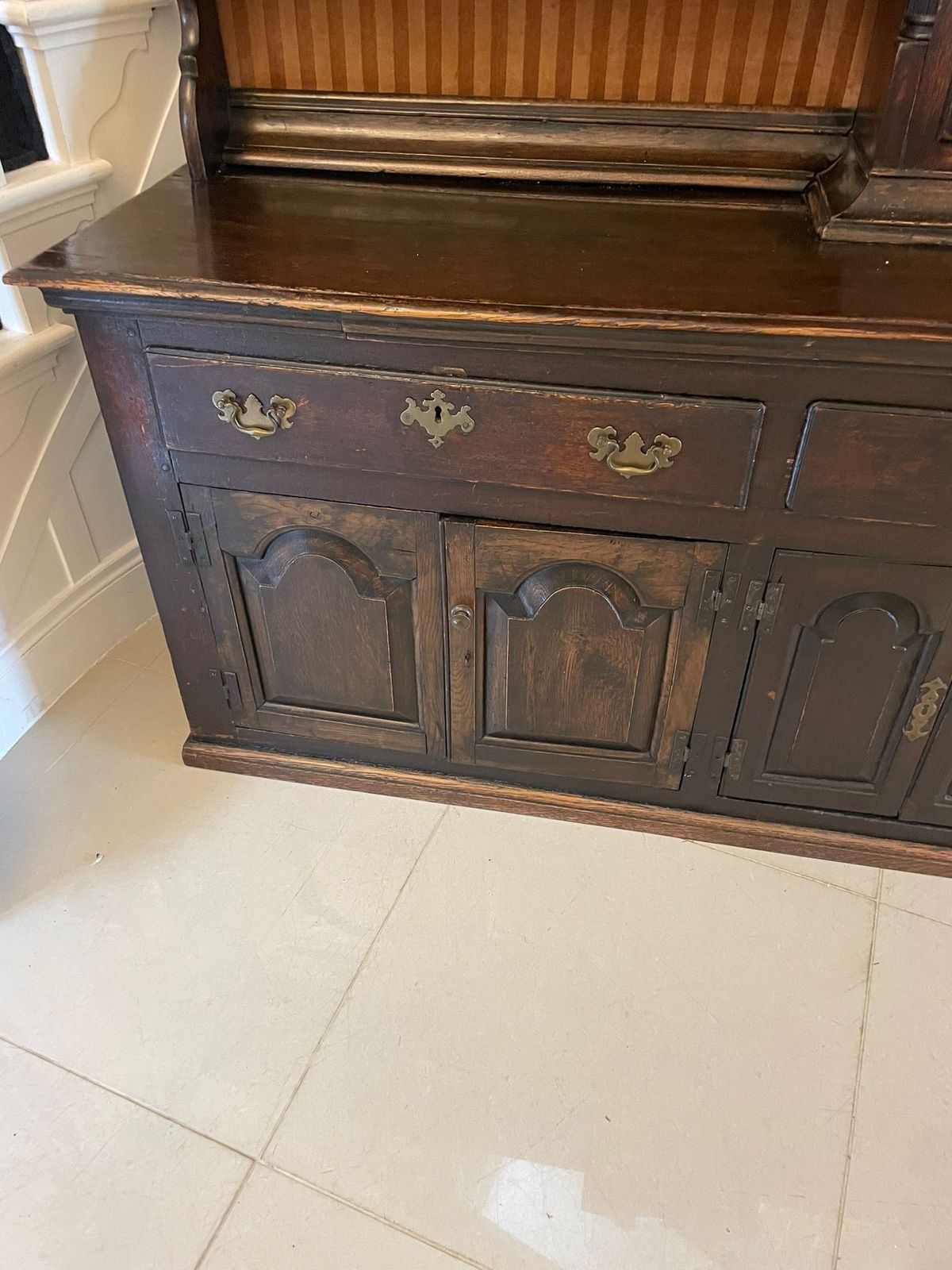 Rare 18th Century Large Antique Quality Oak Dresser With Rack And Longcase Clock photo buy