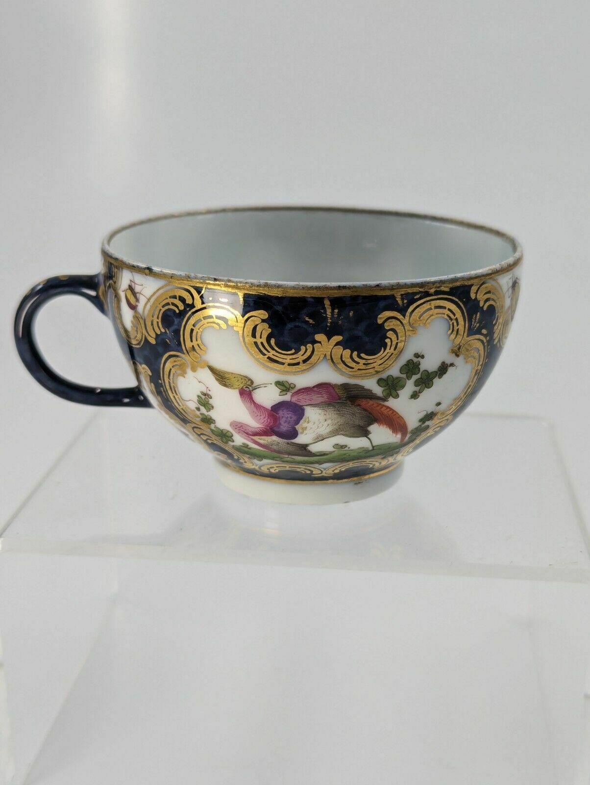 A Rare 18th Century Worcester Tea Cup With Hand Painted Exotic Birds   C.1760 photo Home Decor