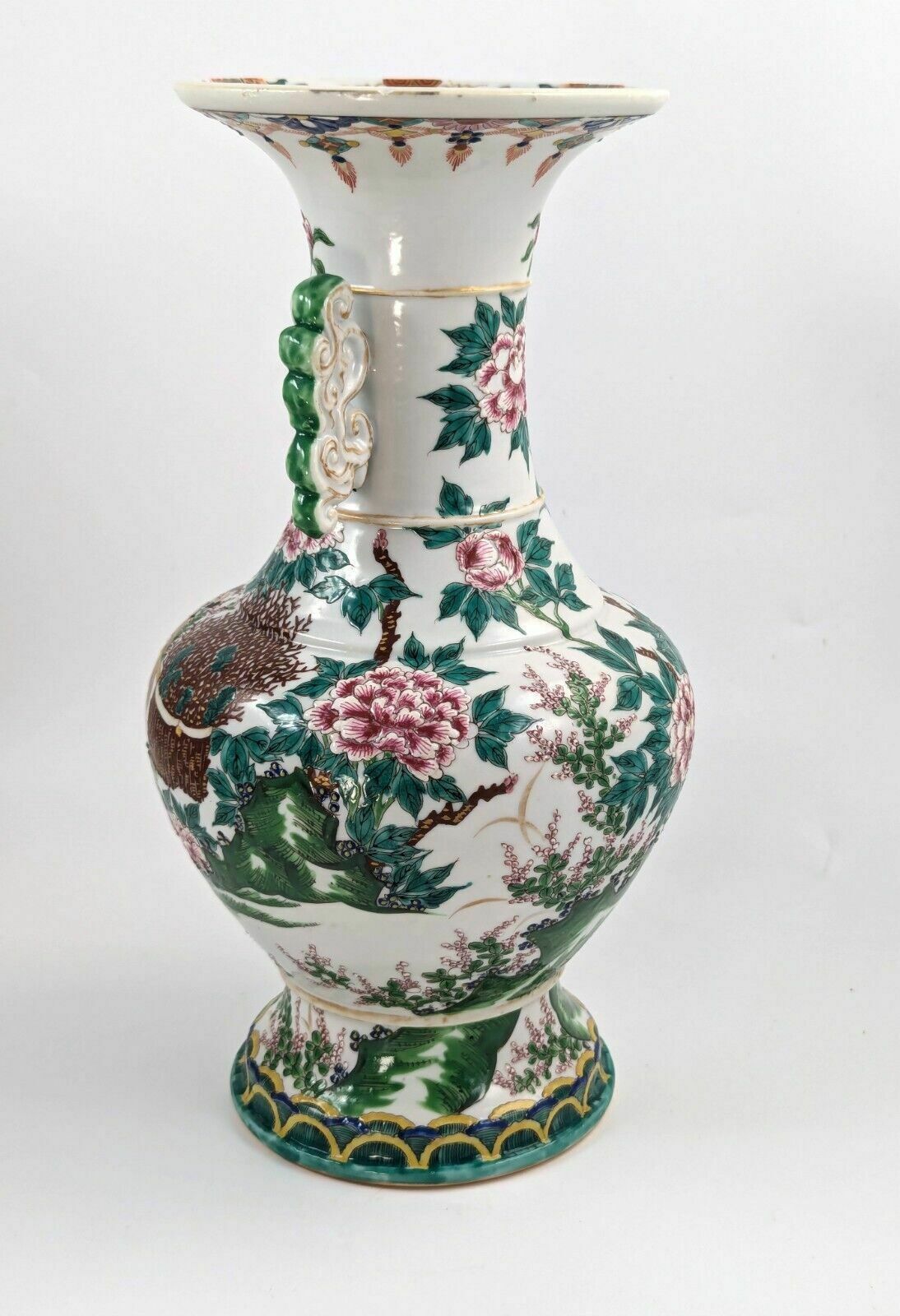 Antique Porcelain Kyoto Satsuma Vase With Handles, Japan, C. 19th photo for sale
