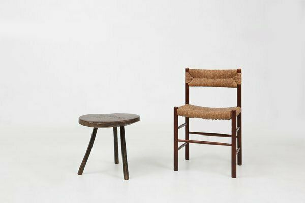 French Brutalist Oak Tripot Stool, 1850 photo furniture