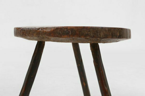 French Brutalist Oak Tripot Stool, 1850 photo for sale
