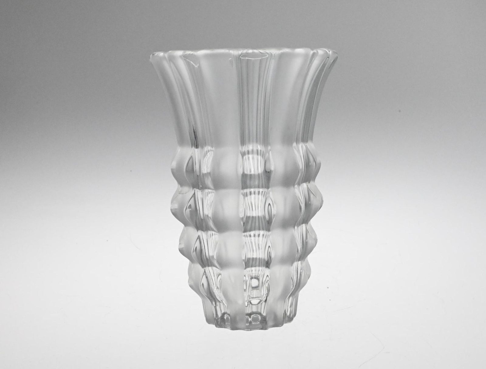 Vintage Pressed Glass Vase With Frosted Stripes, Clear Glass Vase, Czech Glass Vase, Glass Vase, Pressed Glass Vase, Czech Vase, Czech Glass photo furniture