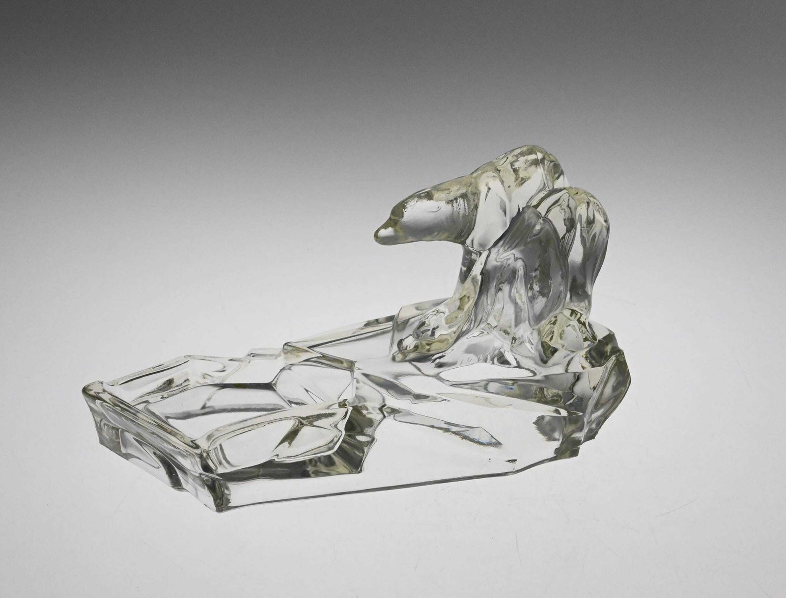 Karel Zentner, Polar Bear  Glass Bear Figurine, Bear Figurine, Bowl, Antique Glass Figurine, Vintage Glass Ashtray photo Home Decor