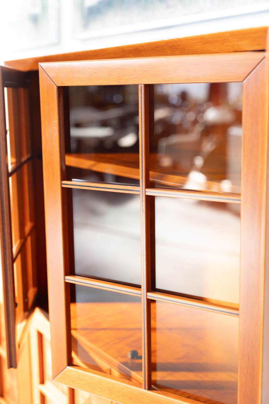 1970s Modular Corner Cabinet In Cherrywood With Glass And Carved Doors – "Fox Hunt" Design photo Furniture