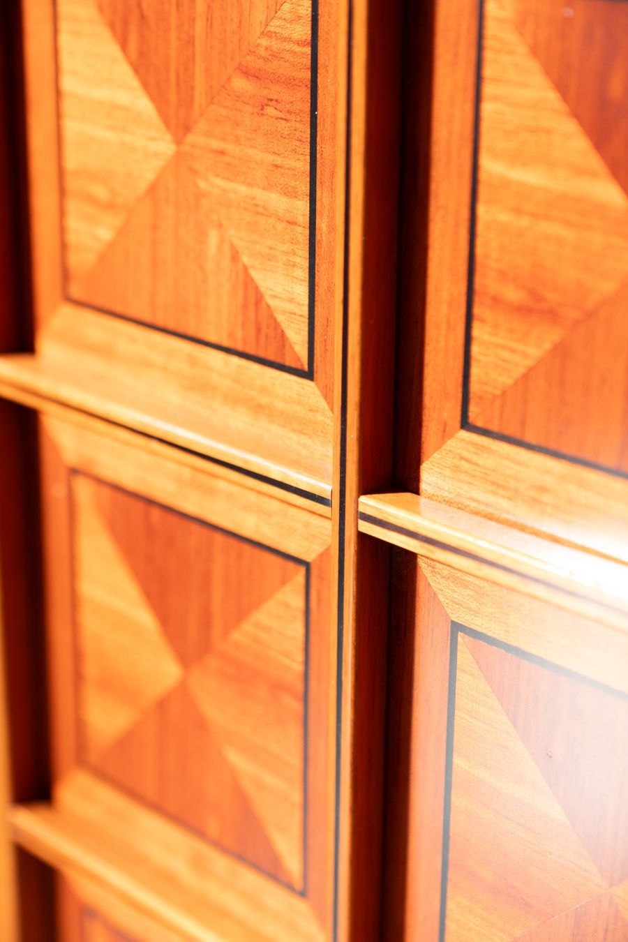 1970s Modular Corner Cabinet In Cherrywood With Glass And Carved Doors – "Fox Hunt" Design photo buy
