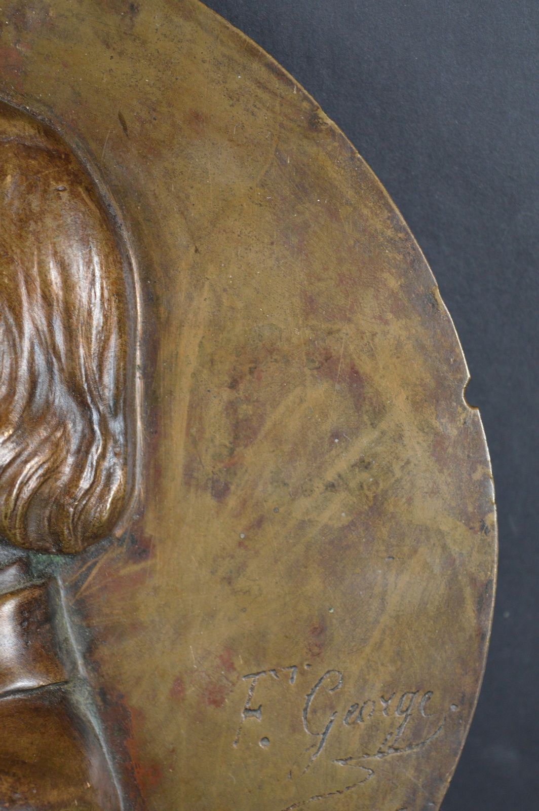 Large Signed 19th Century Bronze Portrait Plaque, Us Civil War, 'F George 1856' photo 1495.0