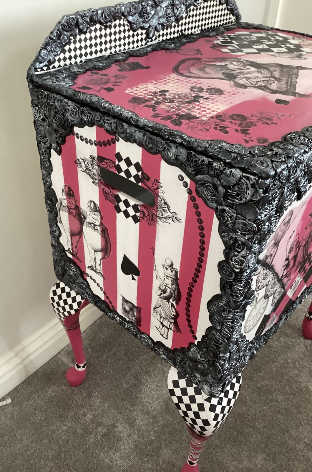 Large Wooden Box On Legs Alice In Wonderland Themed photo furniture