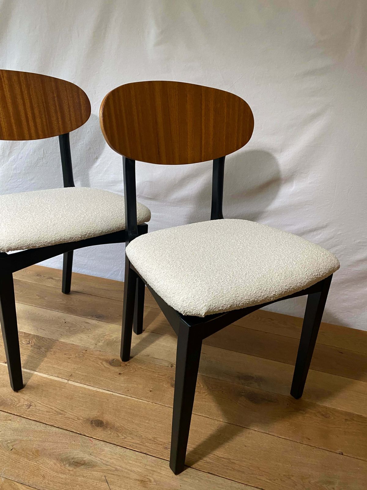 Pair Of Refurbished Eco Boucle Retro Mcm Dinning Room, Home Office Chairs photo furniture