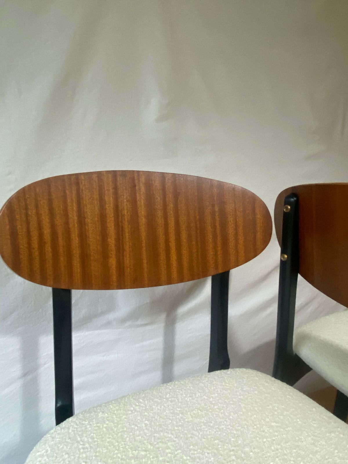 Pair Of Refurbished Eco Boucle Retro Mcm Dinning Room, Home Office Chairs photo vinterior
