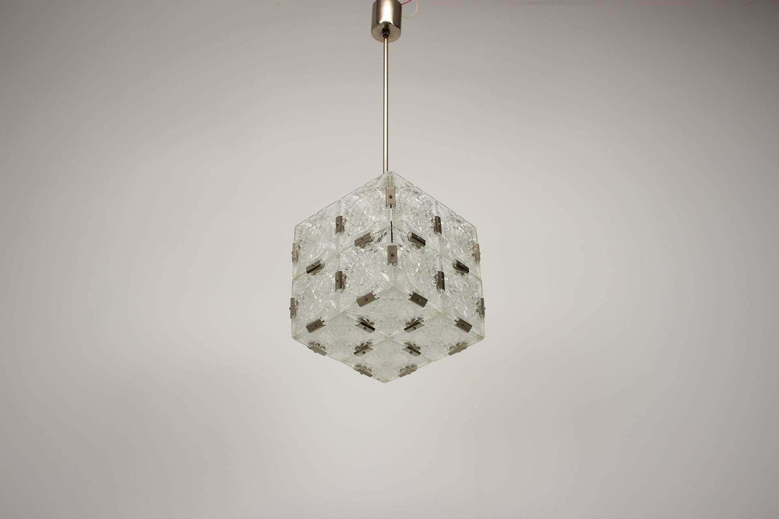 Mid Century Square Clear Glass Pendant By Kamenicky Senov, 1960's photo buy