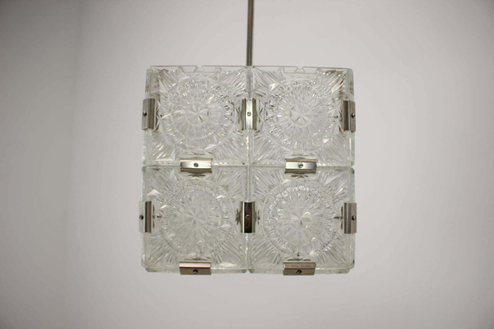 photo furniture Mid Century Square Clear Glass Pendant By Kamenicky Senov, 1960's