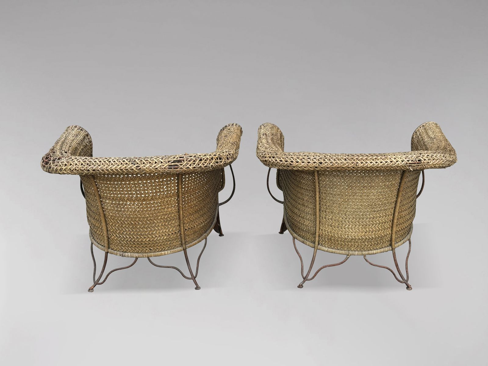 Pair Of 1970s Woven Rattan Lounge Armchairs photo Furniture