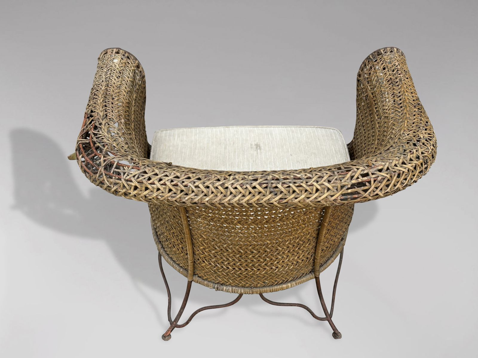 Furniture Pair Of 1970s Woven Rattan Lounge Armchairs photo
