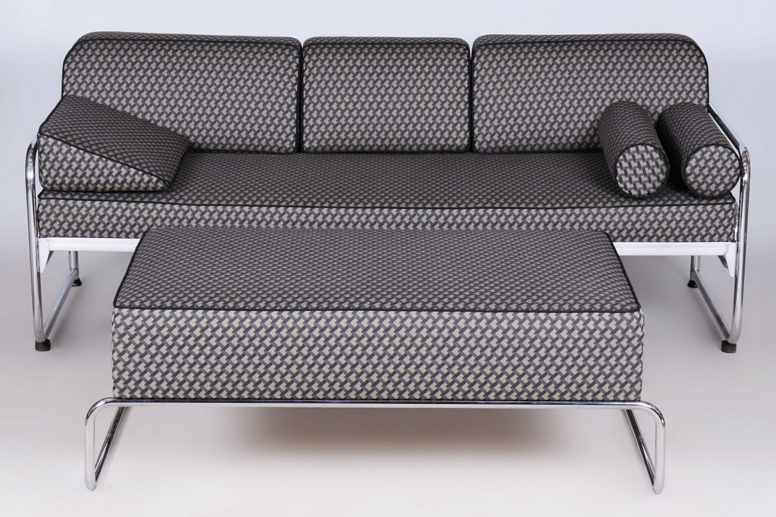 photo buy Restored Bauhaus Sofa, By Mücke Melder, Chrome, New Upholstery, Czech, 1930s