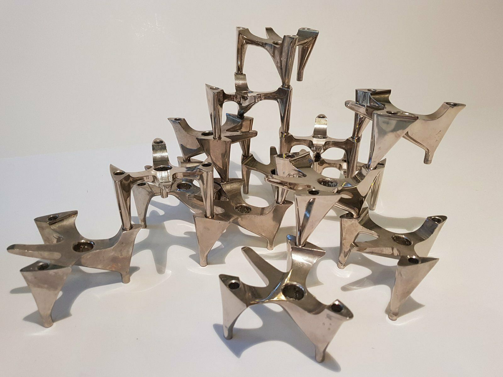 Space Age German Metal Candleholders From Hammonia Motard, Set Of 14 photo 697.0