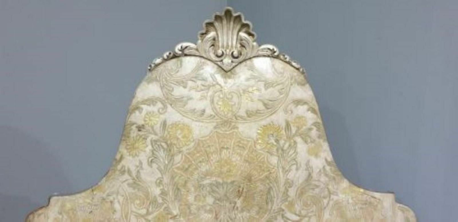 Pair Queen Anne Leather Embossed Single Beds photo for sale