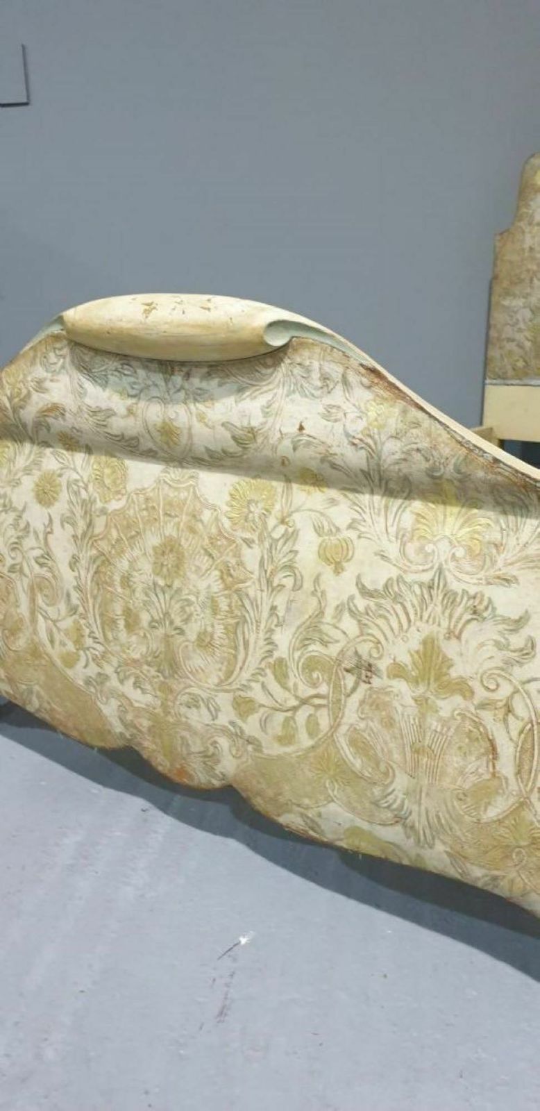 Pair Queen Anne Leather Embossed Single Beds photo Furniture