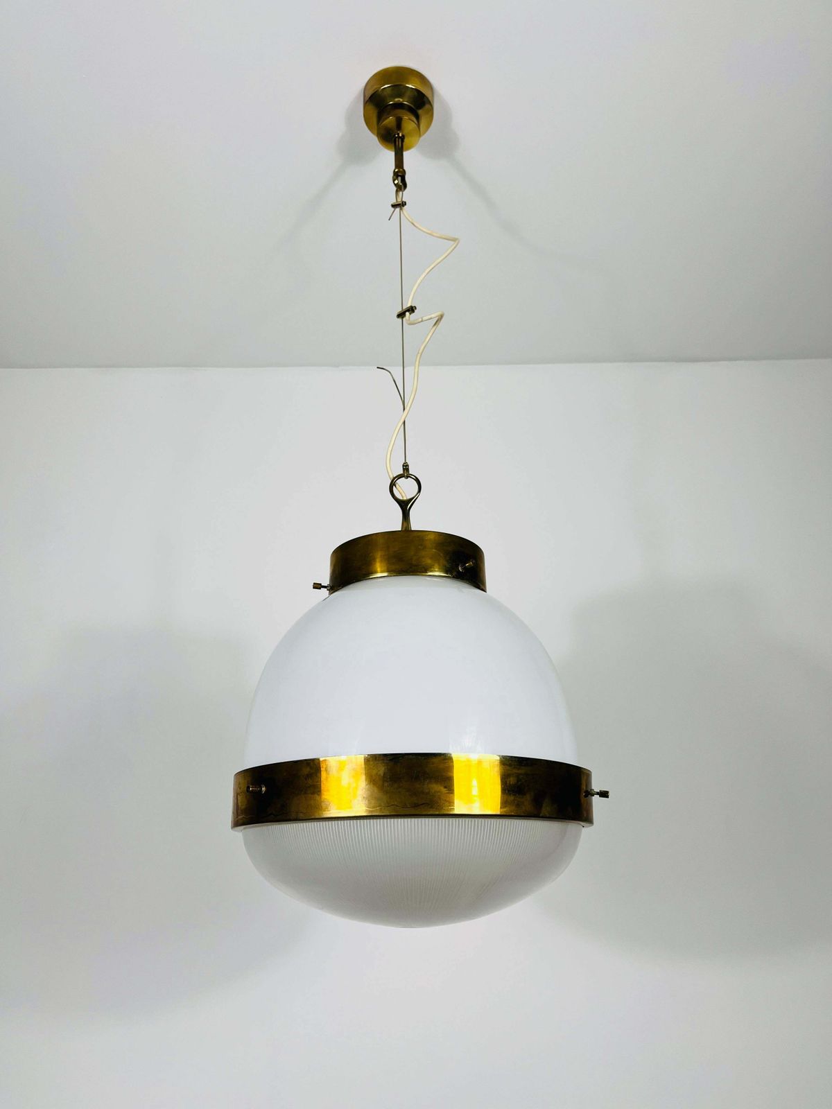 Brass Delta Grande Chandelier By Sergio Mazza For Artemide, Italy, 1960s photo for sale