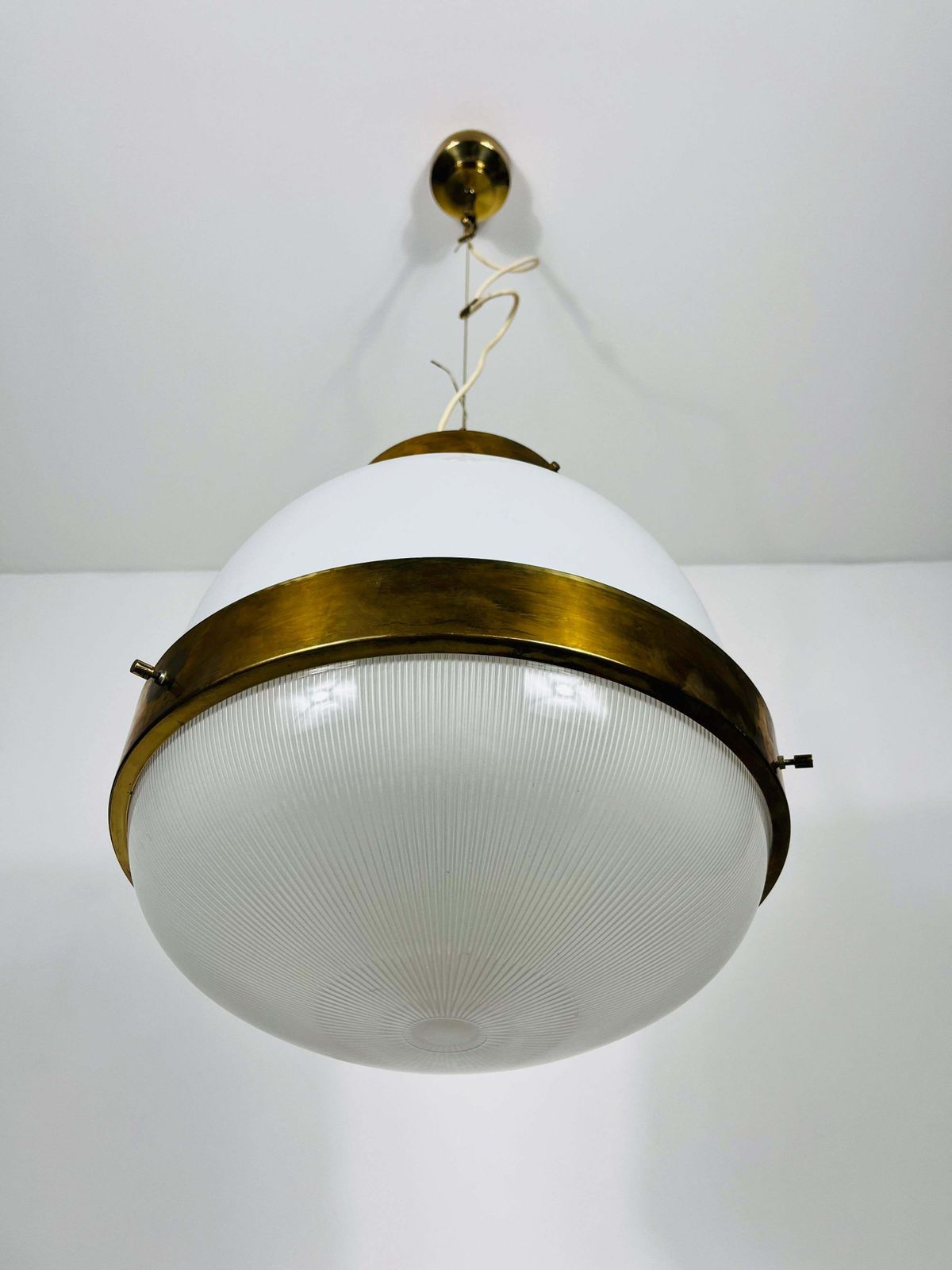 Brass Delta Grande Chandelier By Sergio Mazza For Artemide, Italy, 1960s photo vintage