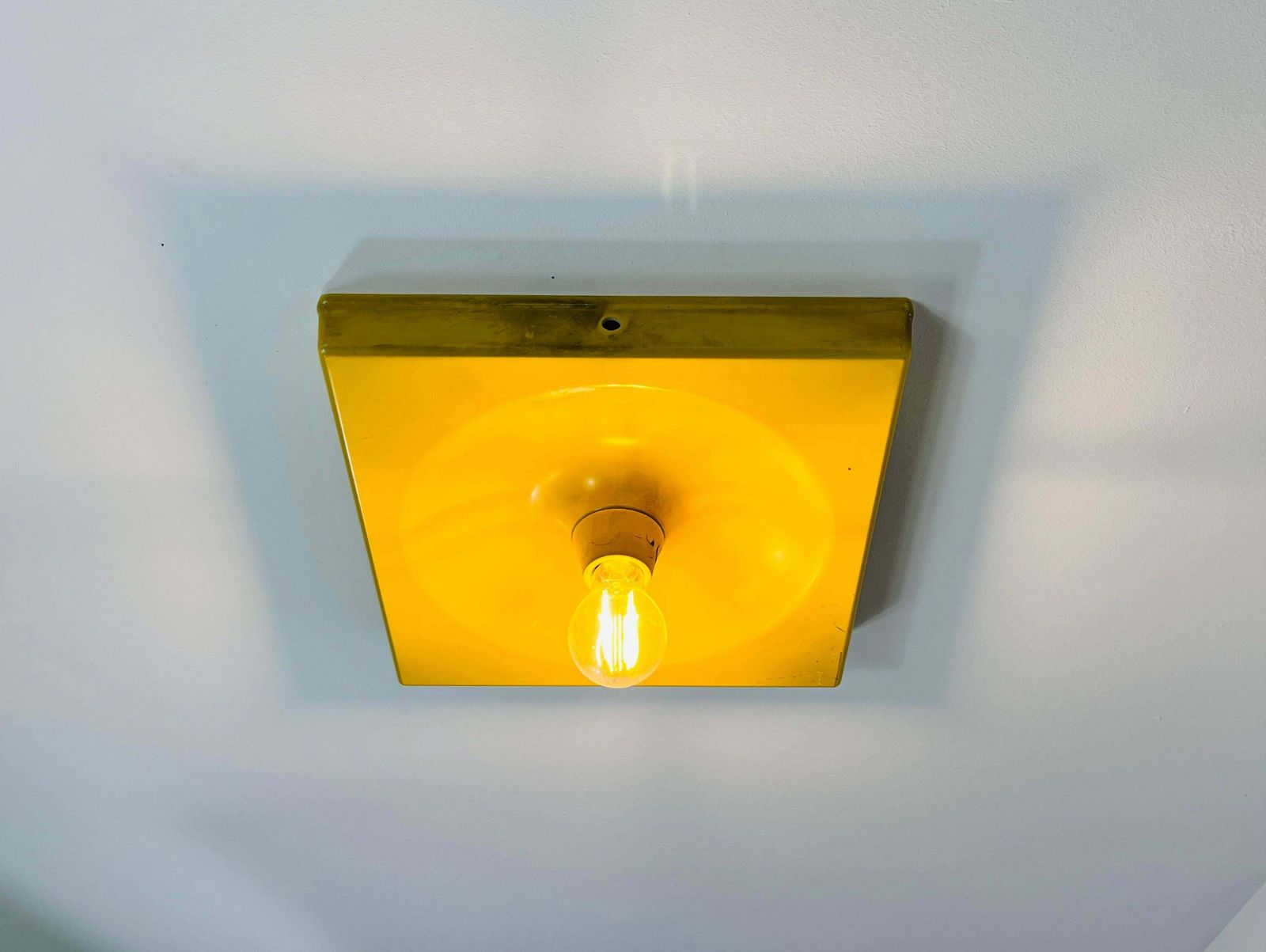photo furniture Yellow Flush Mount Or Wall Lamp By Klaus Hempel For Kaiser Leuchten, 1970s