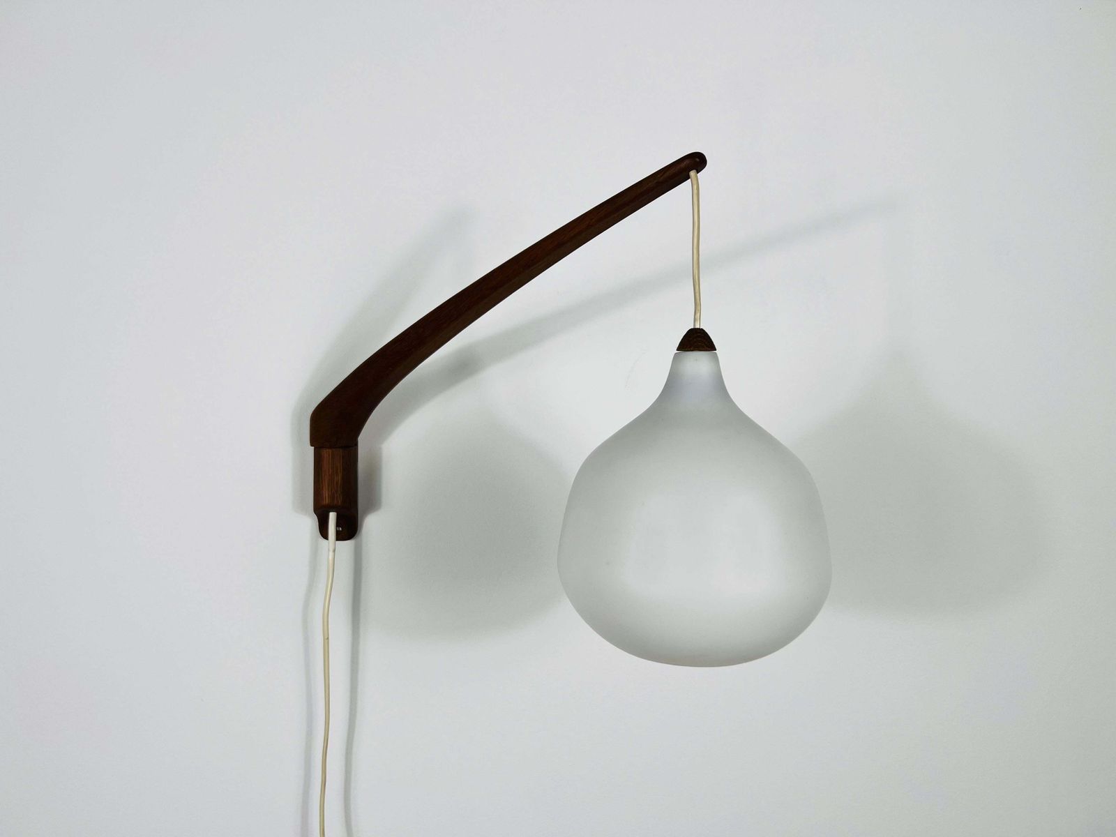 Teak And Opaline Glass Wall Lamp By Uno & östen Kristiansson For Luxus Sweden photo furniture
