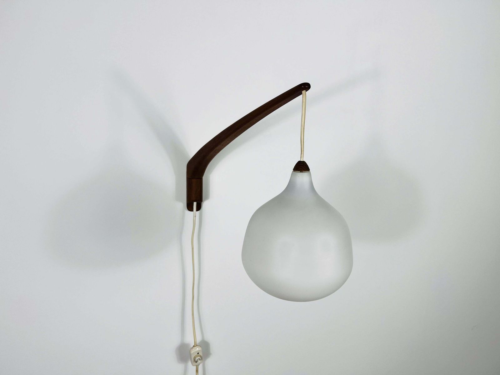 Teak And Opaline Glass Wall Lamp By Uno & östen Kristiansson For Luxus Sweden photo buy