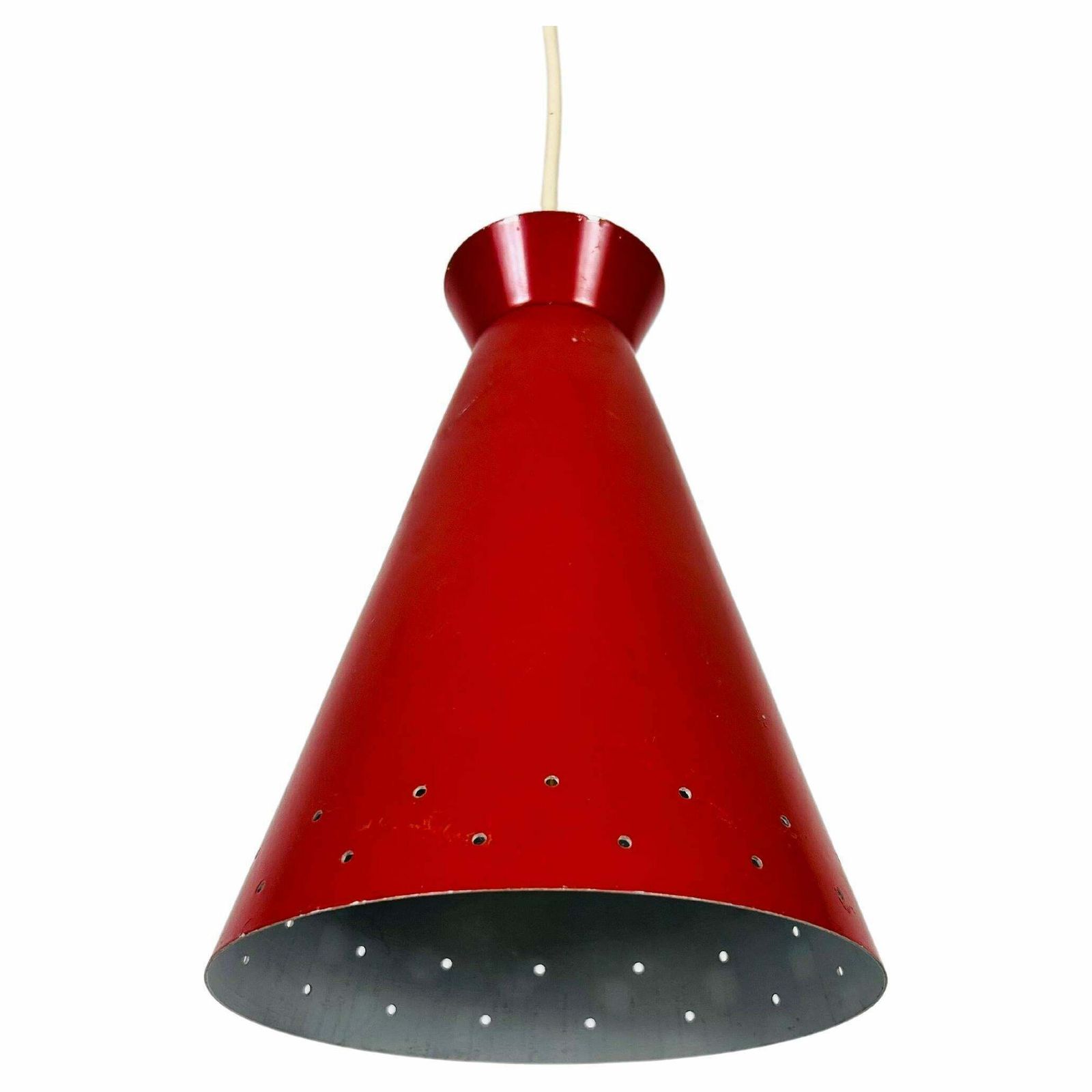 Italian Diabolo Red Hanging Lamp, 1950s, Italy