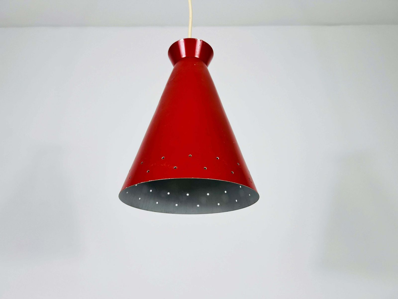 Italian Diabolo Red Hanging Lamp, 1950s, Italy photo for sale