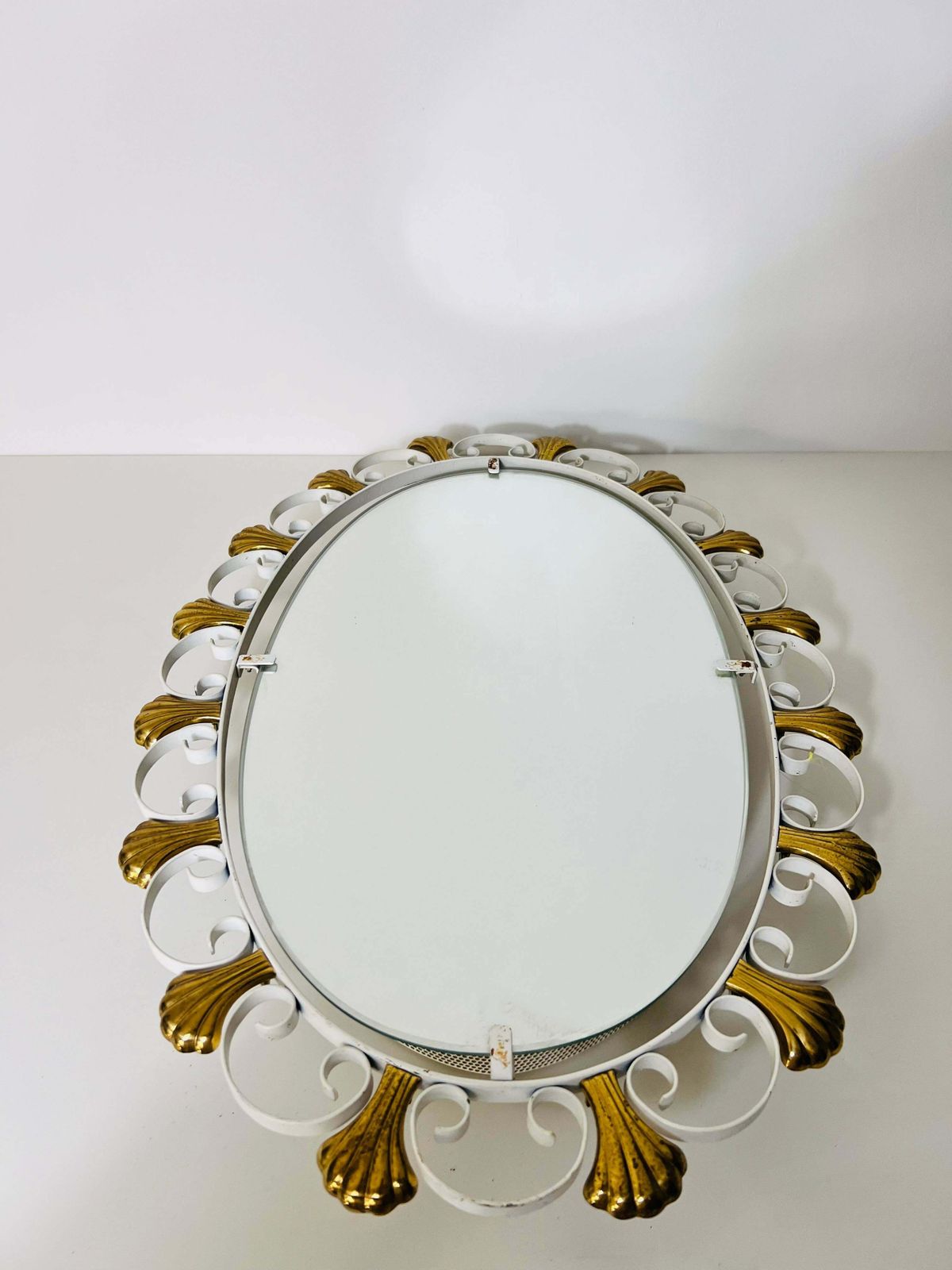 Oval Midcentury Metal Illuminated Mirror By Hillebrand, Germany, 1950s photo for sale
