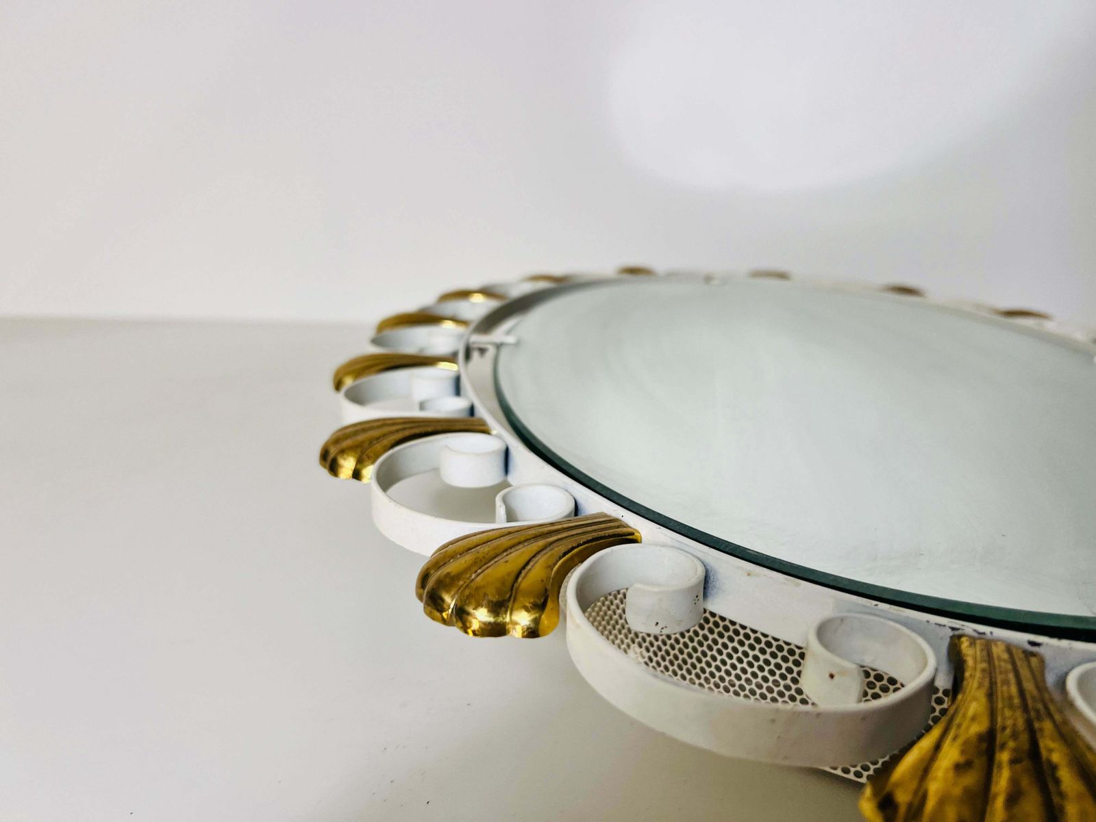 photo furniture Oval Midcentury Metal Illuminated Mirror By Hillebrand, Germany, 1950s