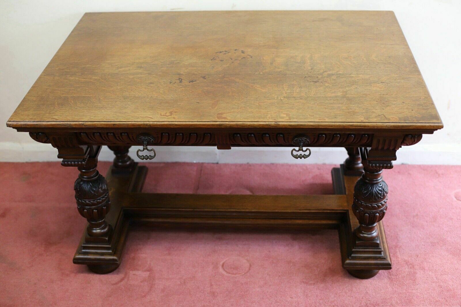 Gillows Of Lancaster Superb Victorian Carved Oak Library Table photo Furniture