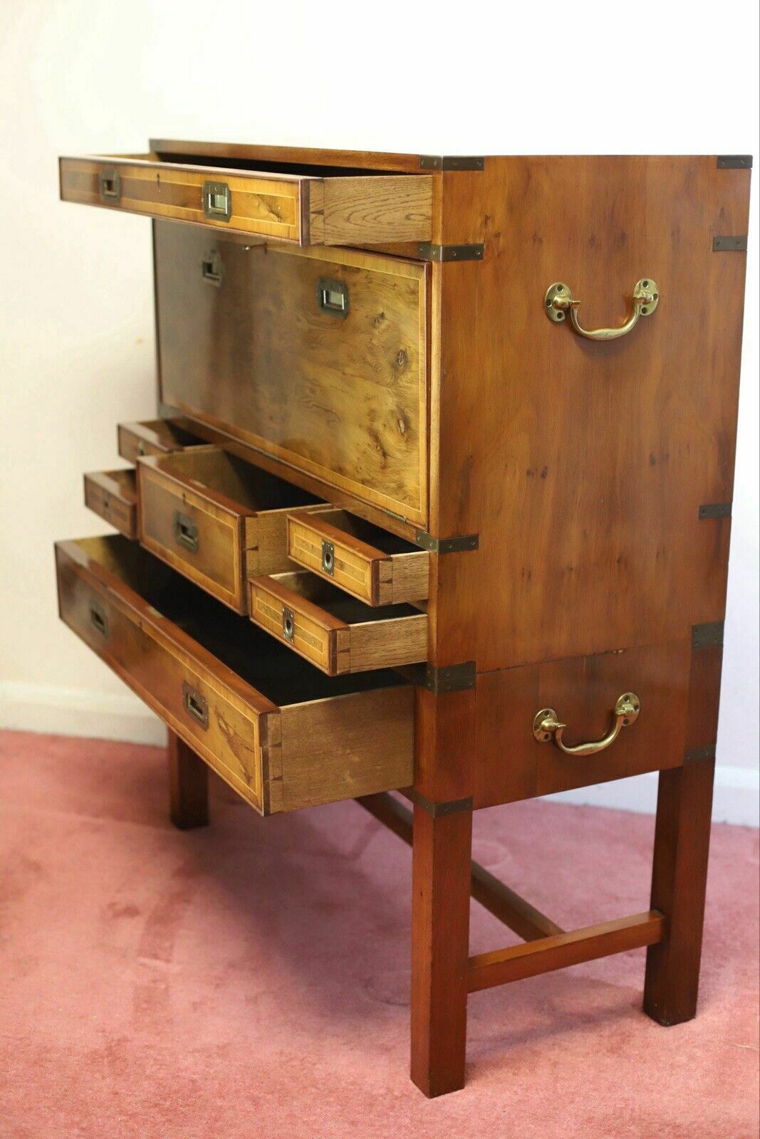 photo buy Lovely Yew Wood Secretary Campaign Chest