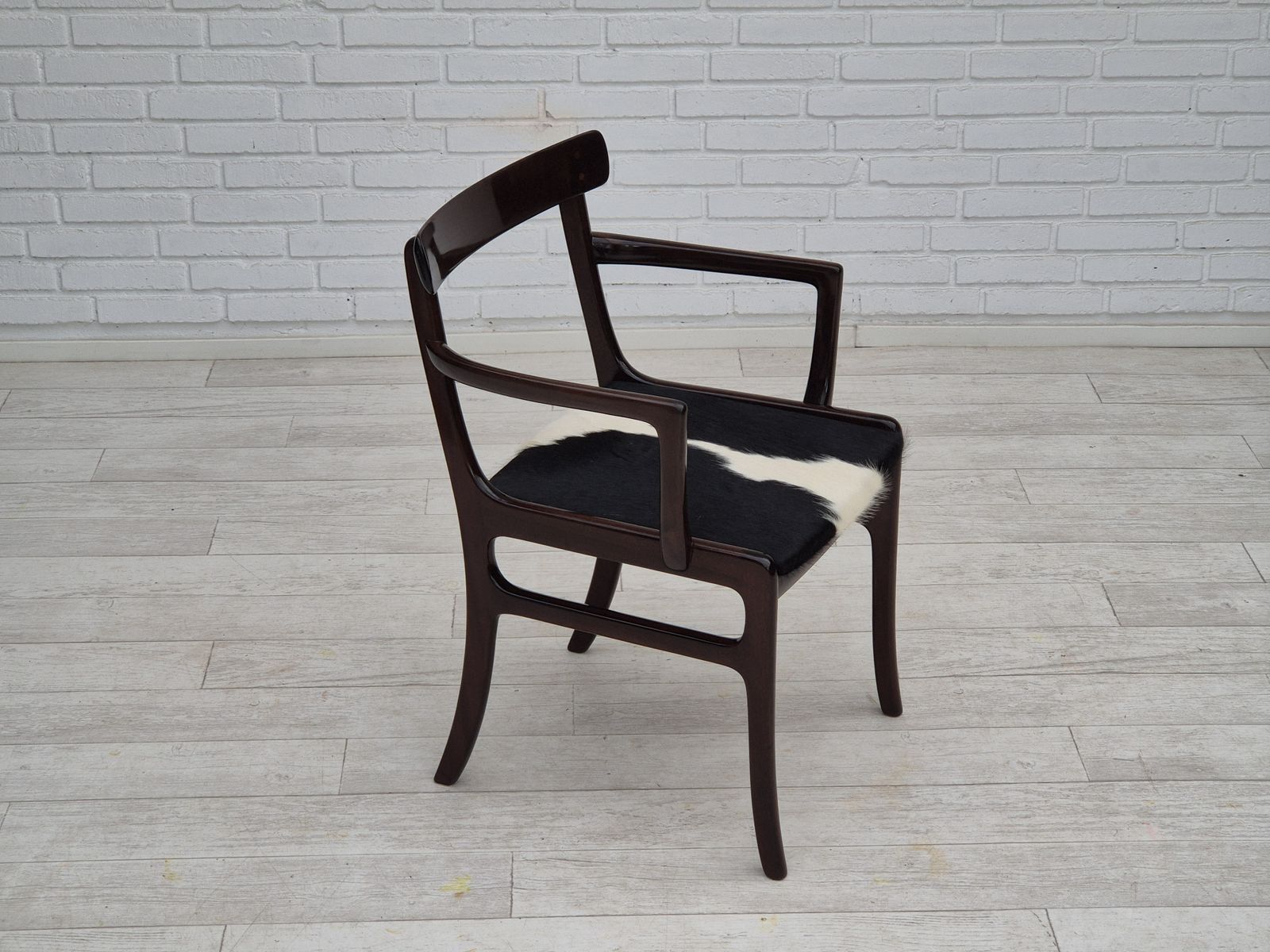 1960s, Danish Design By Ole Wanscher, Armchair, Mahogany Wood, Cowhide, Reupholstered. photo buy