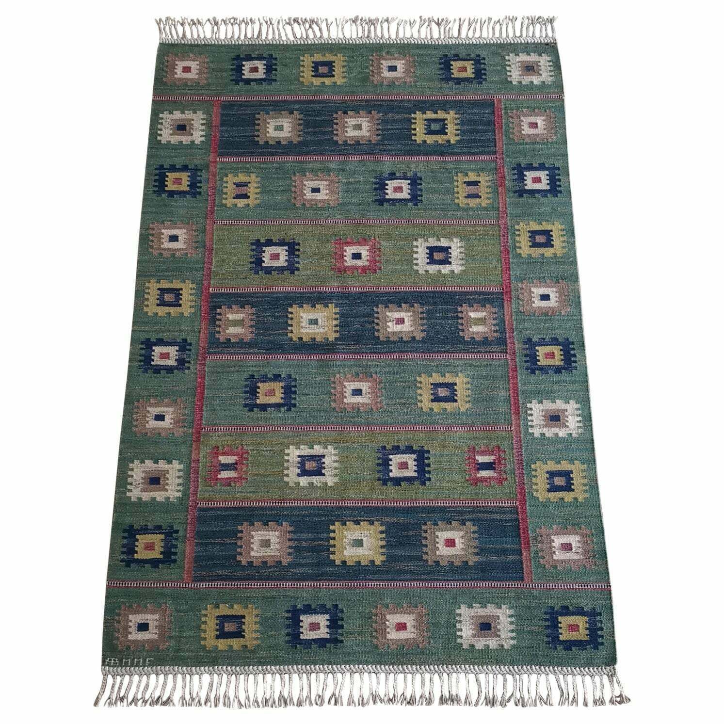 Rare "Grön äng" Carpet Designed By Märta Måås Fjetterström In 1928, Sweden.