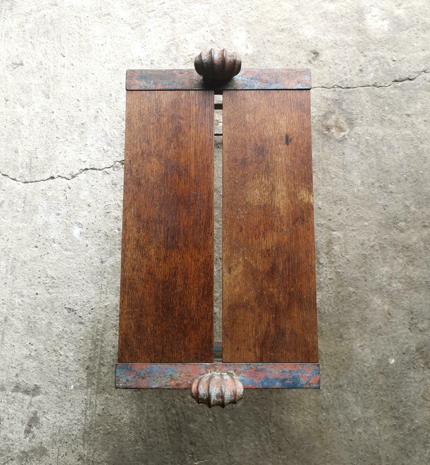 Folke Bensow Cast Iron And Solid Oak Bench For Näfverkvarns Bruk Sweden 1920s photo for sale