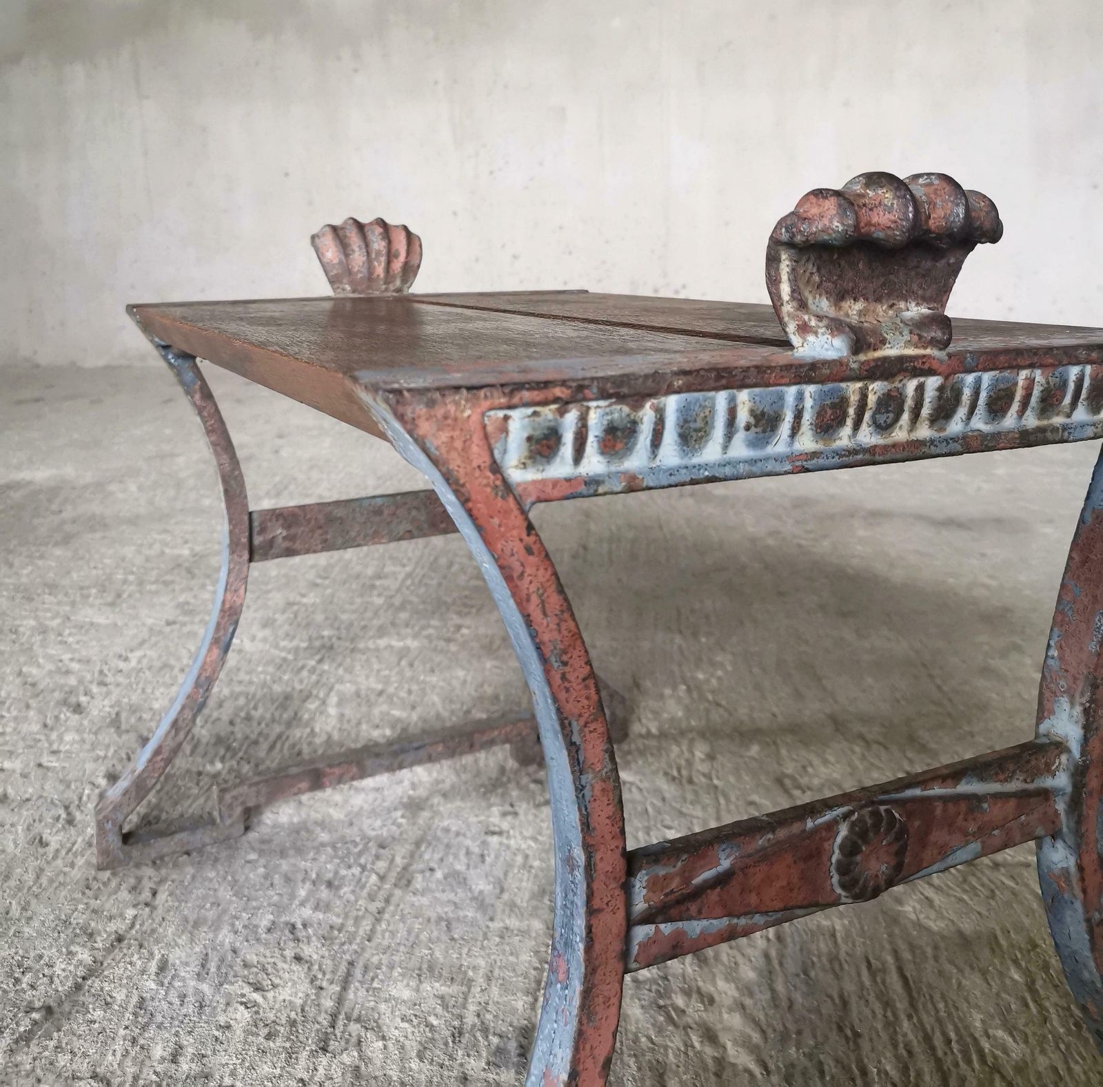 Folke Bensow Cast Iron And Solid Oak Bench For Näfverkvarns Bruk Sweden 1920s photo 12143.0