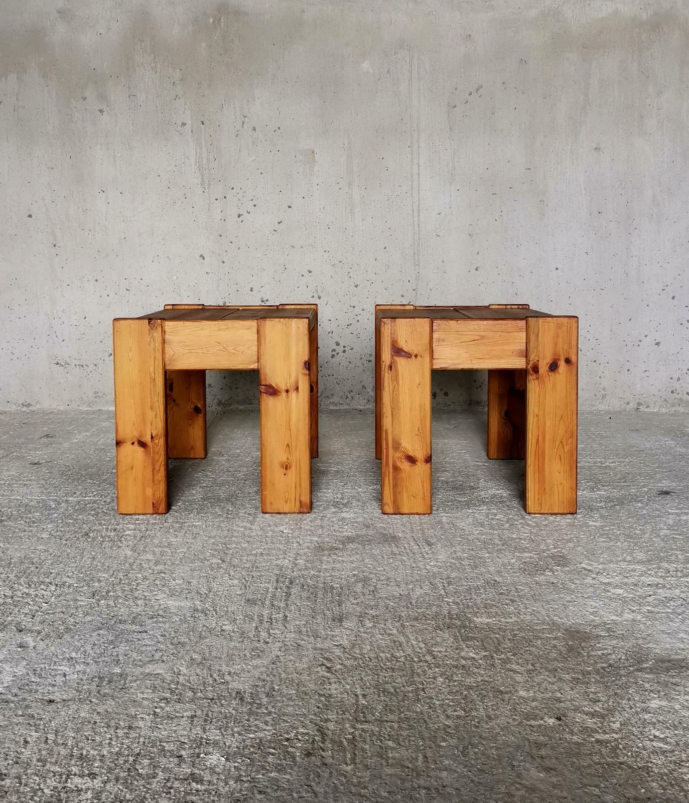A Pair Of Axel Einar Hjorth Manner Solid Pine Side Tables, Sweden 1930s photo Furniture