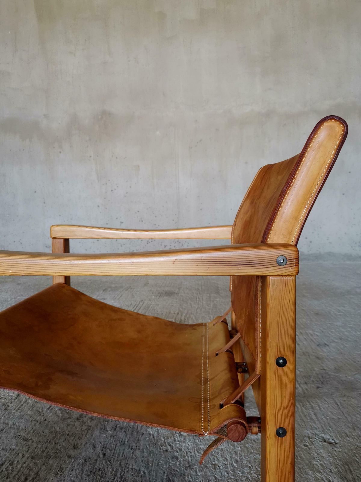 Diana Lounge Chair By Karin Mobring For Ikea Sweden 1970s, Thick Cognac Leather. photo vintage