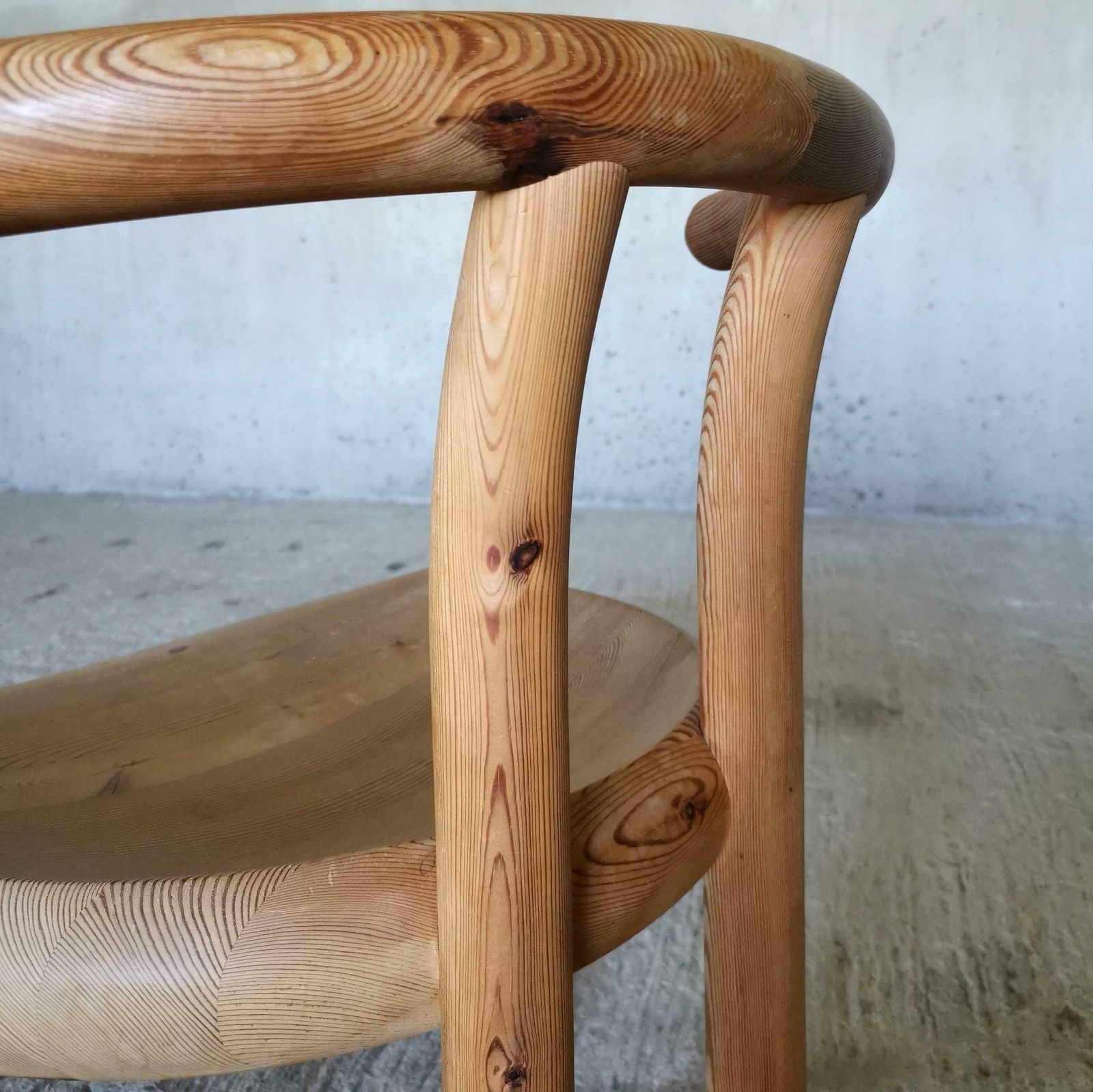 photo furniture Sculptural Solid Pine Dining Chair Attributed To Rainer Daumiller Denmark 1970s