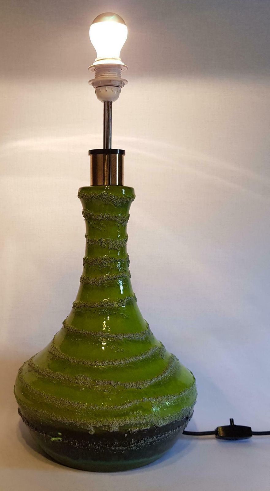Vintage Carstens Keramik Lime Green Fat Lava Lamp Foot West German Pottery 1970s photo for sale