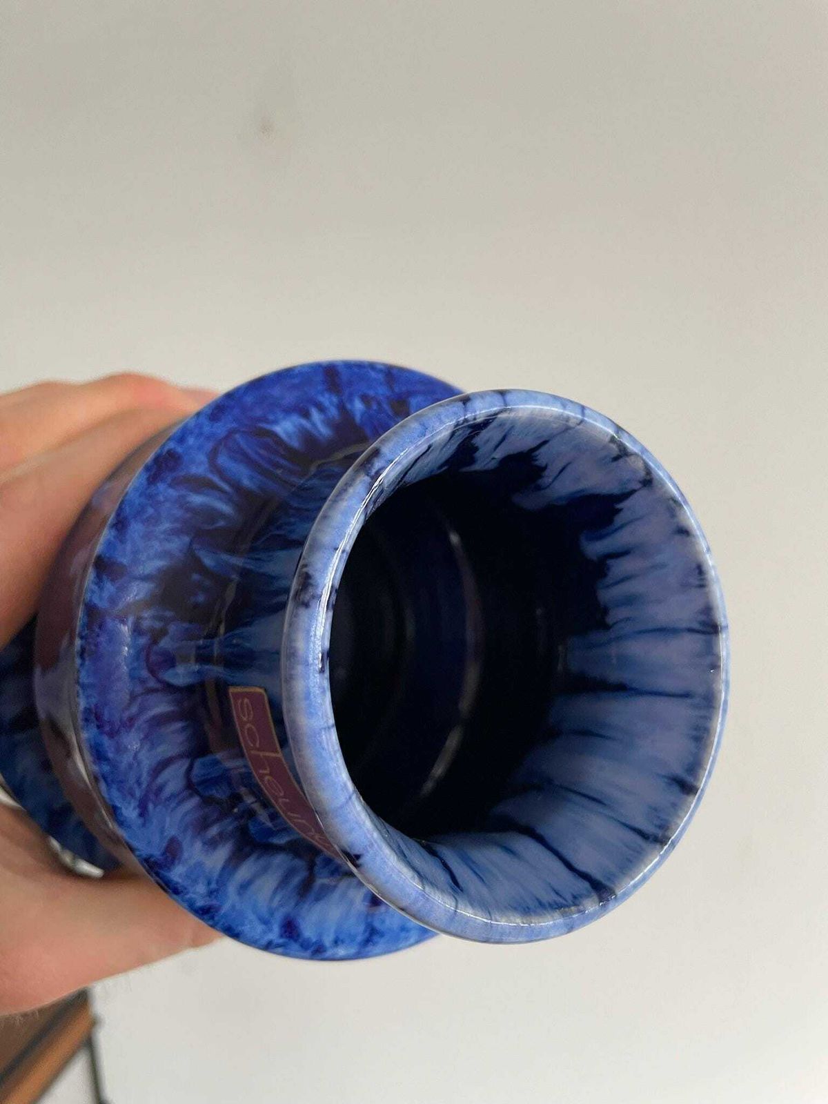 photo furniture West German Scheurich Pagoda 267 20 Ink Blue Ceramic Vase 60s 70s