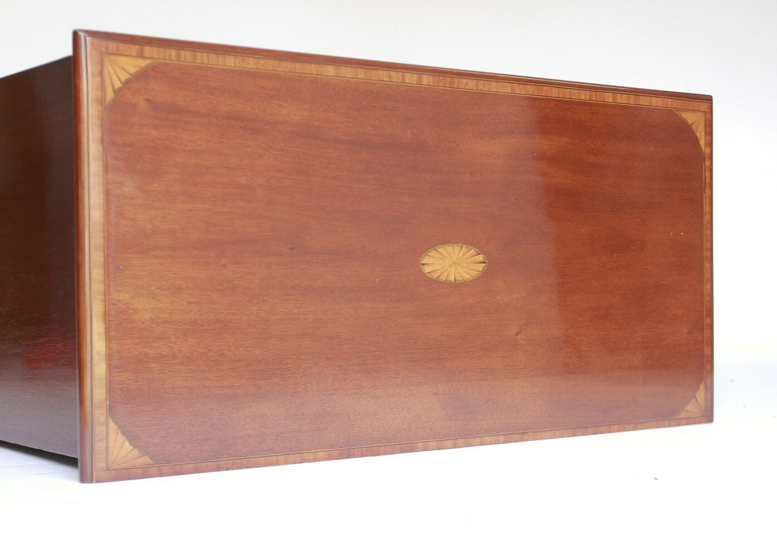 George 111 Period Mahogany & Inlaid Kneehole Desk photo for sale