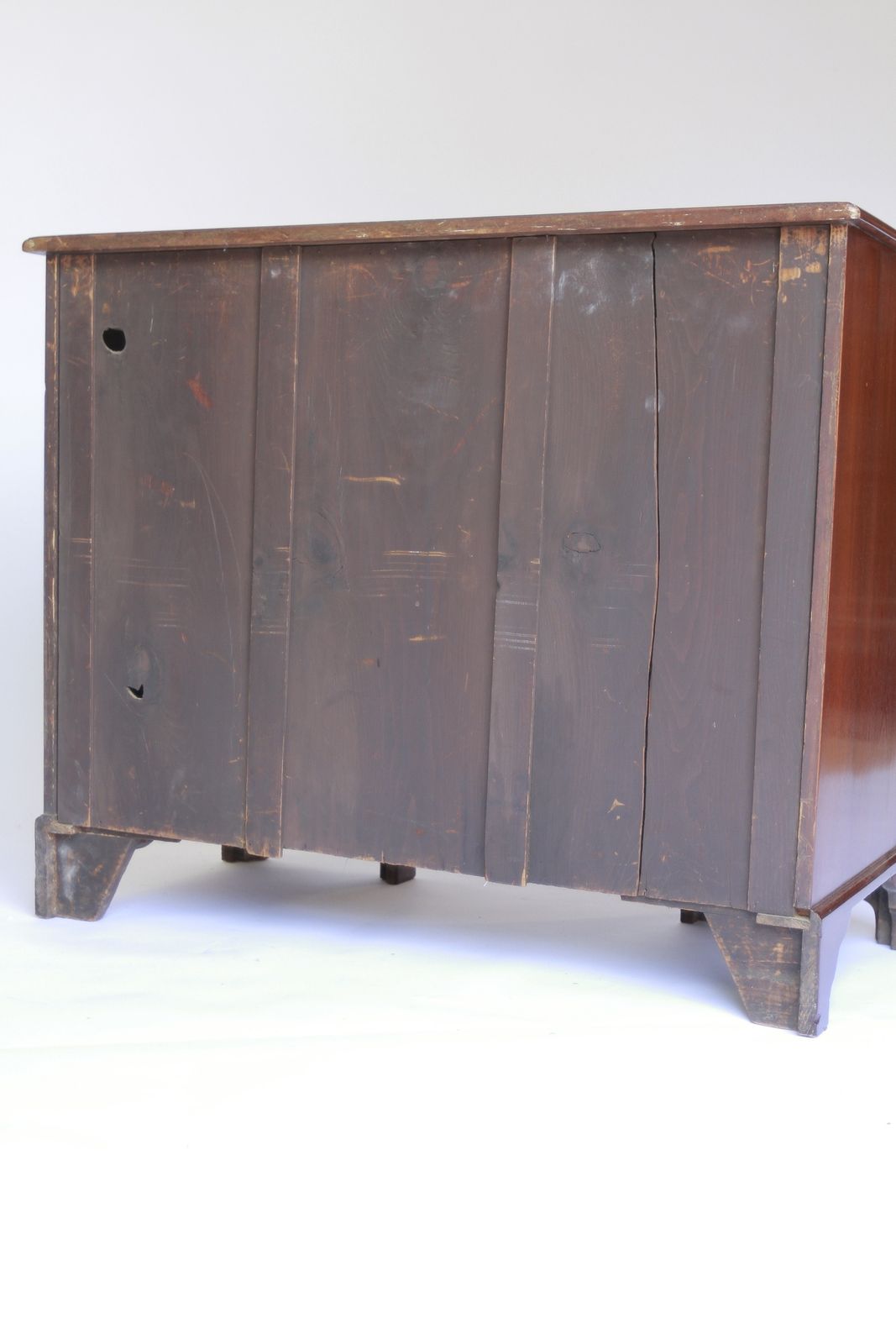 George 111 Period Mahogany & Inlaid Kneehole Desk photo vintage