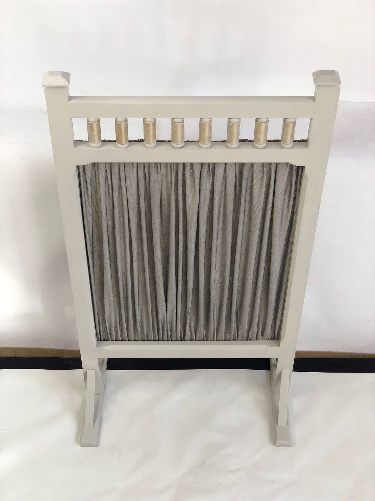 Upcycled Fireguard In Grey With Silver And Gold Fabric